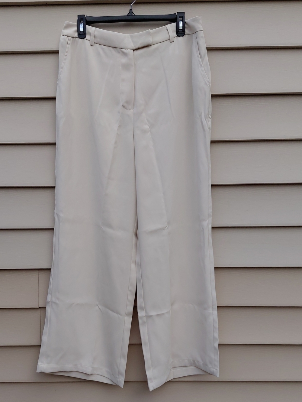 ANRABESS Women's Cream Wide Leg Flowy  Dress Pants Size Large